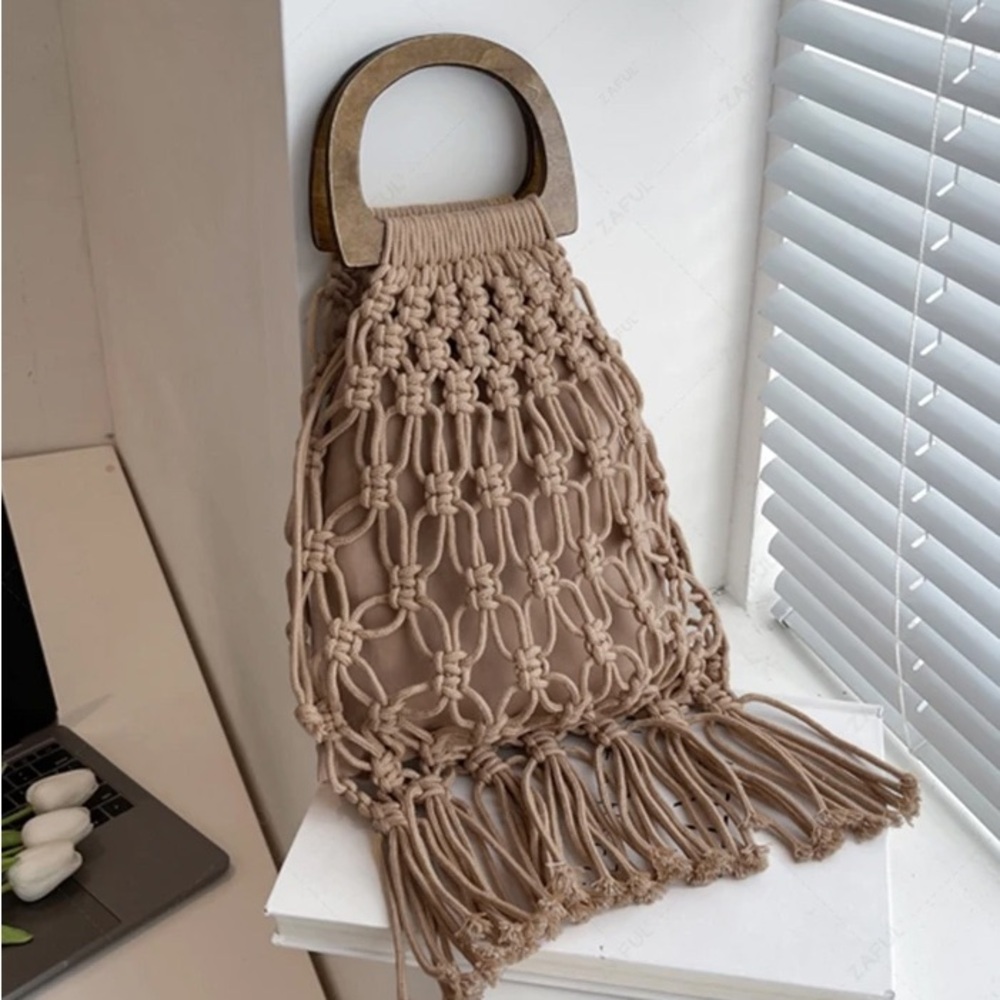 Handcrafted Tan Macrame Bag